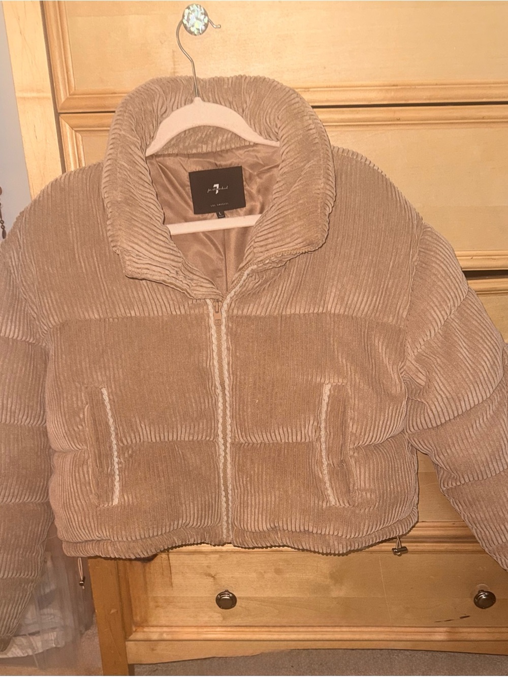 7 For All Mankind Corduroy Tan Puffer Jacket
